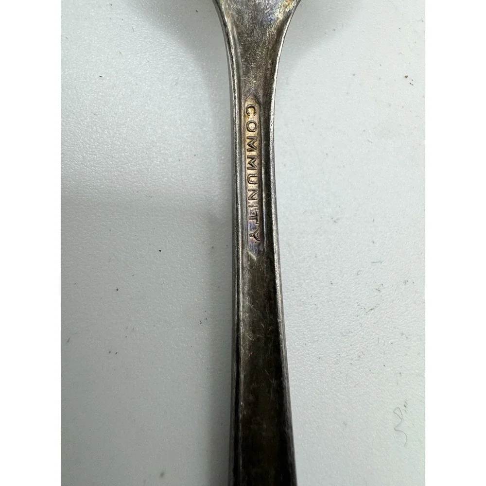 Community Silverplate White Orchid Baby Spoon & Fork Set Floral Vintage Nursery